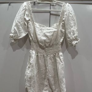 We Wore What white linen romper